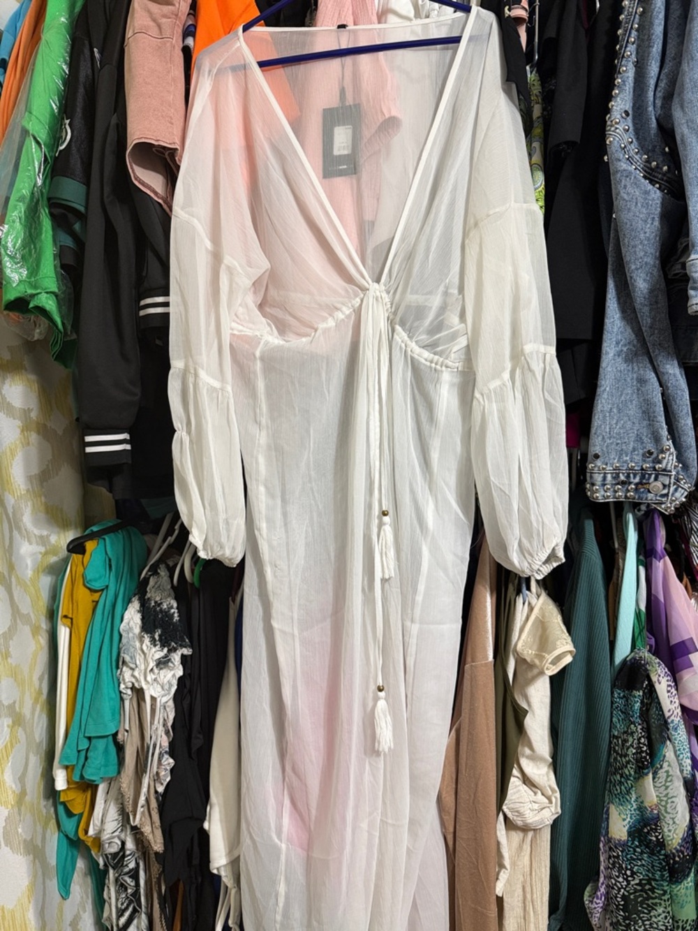 Fashion Nova White Sheer Tie-Front Swim Coverup